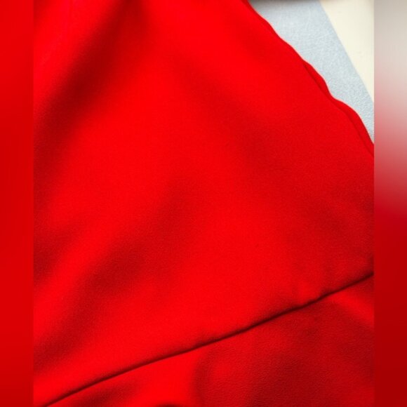 🆕 SELF-PORTRAIT 🧿 NWOT Red Crepe Bow Long Sleeve Mini Dress, Sz UK 14 US 10 - Picture 15 of 15